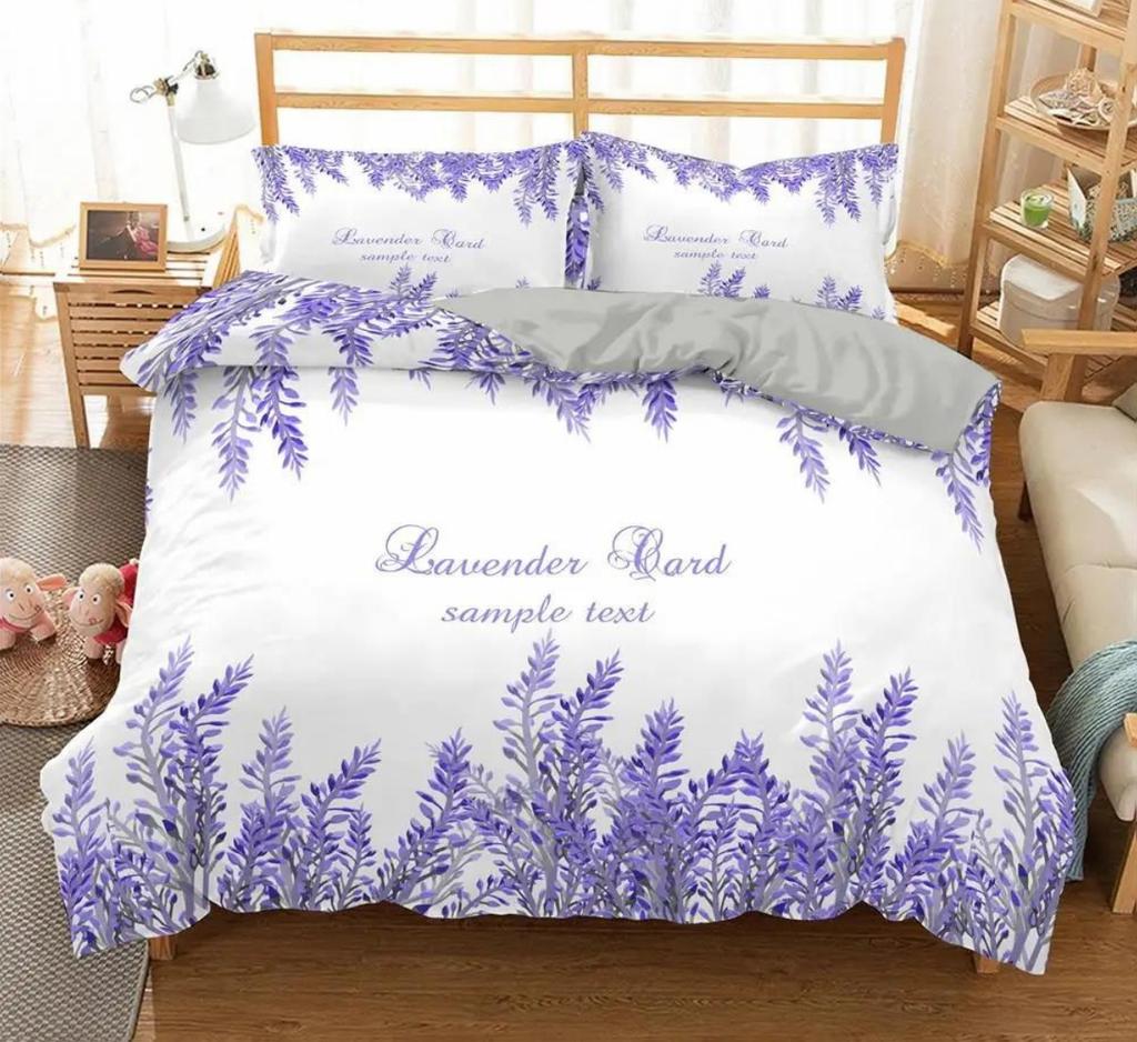 Lavender Duvet Cover Set King Size Purple Flowers Romantic Exquisite Bedding Set For Girls Women 3 Piece Set With 2 Pillowcases