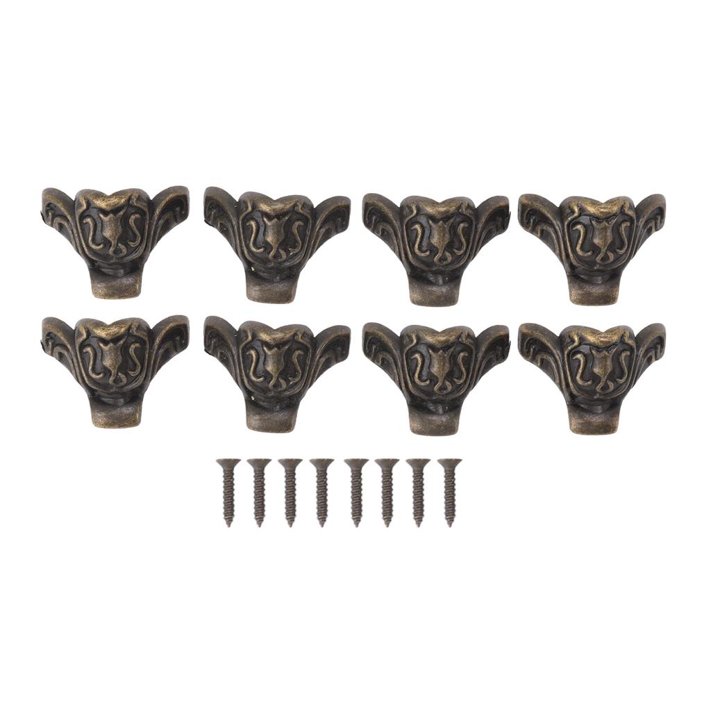 8pcs Jewelry Case Hardware Feet Bronze Zinc Alloy Decorative Legs Corner Protector Feet for Boxes Small Cabinets
