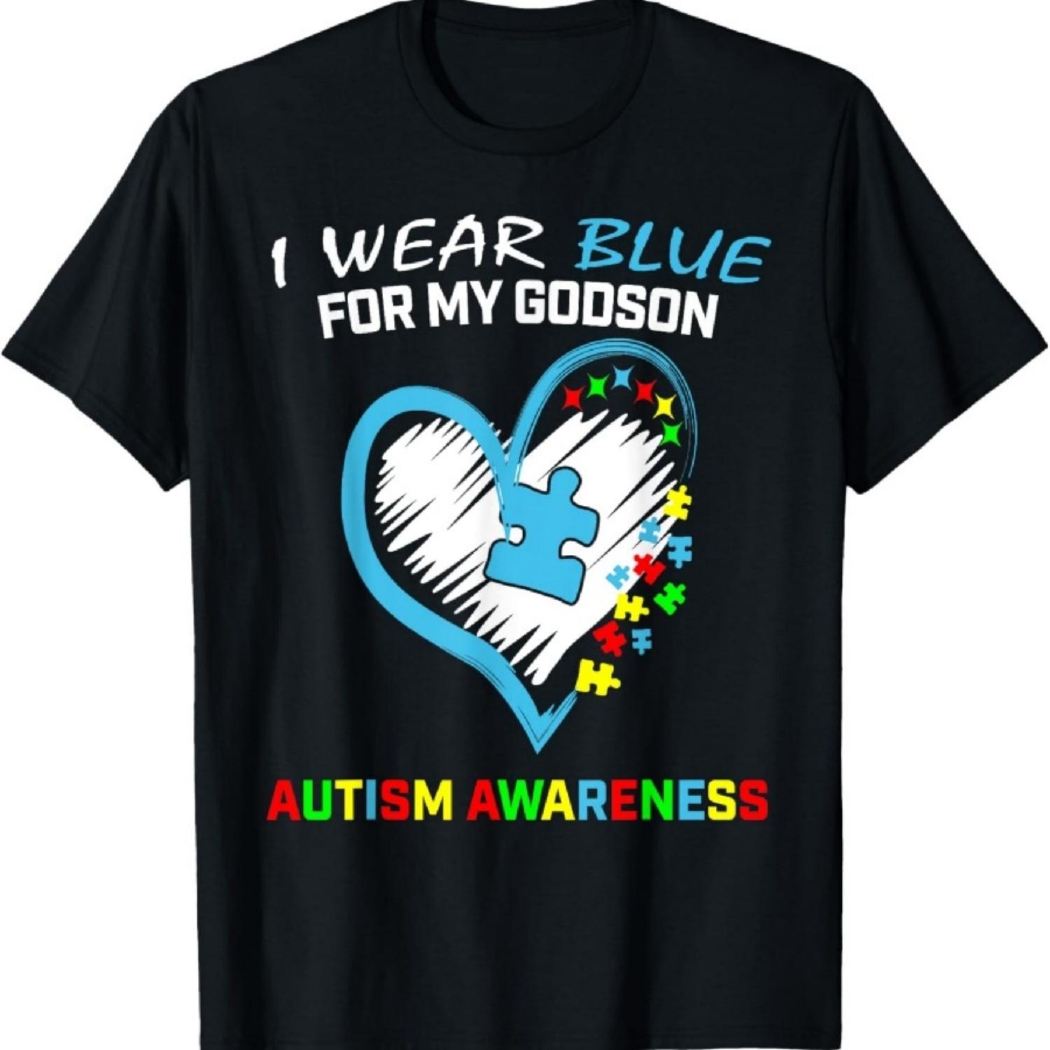 

Носи синее для моего крестника. Осведомленность об аутизме. Крестная мать. Крестный отец. Футболка. S чёрный