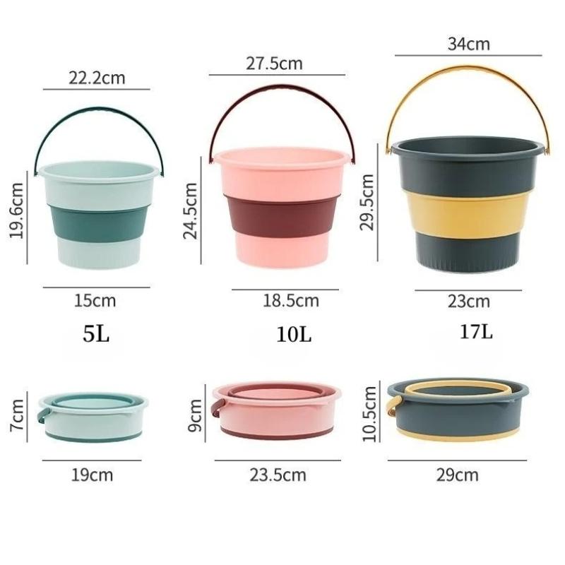 5/10/17L Folding Portable Bucket Multifunctional Thickened Silicone Bucket for Car Washing and Fishing Camping Folding Bucket