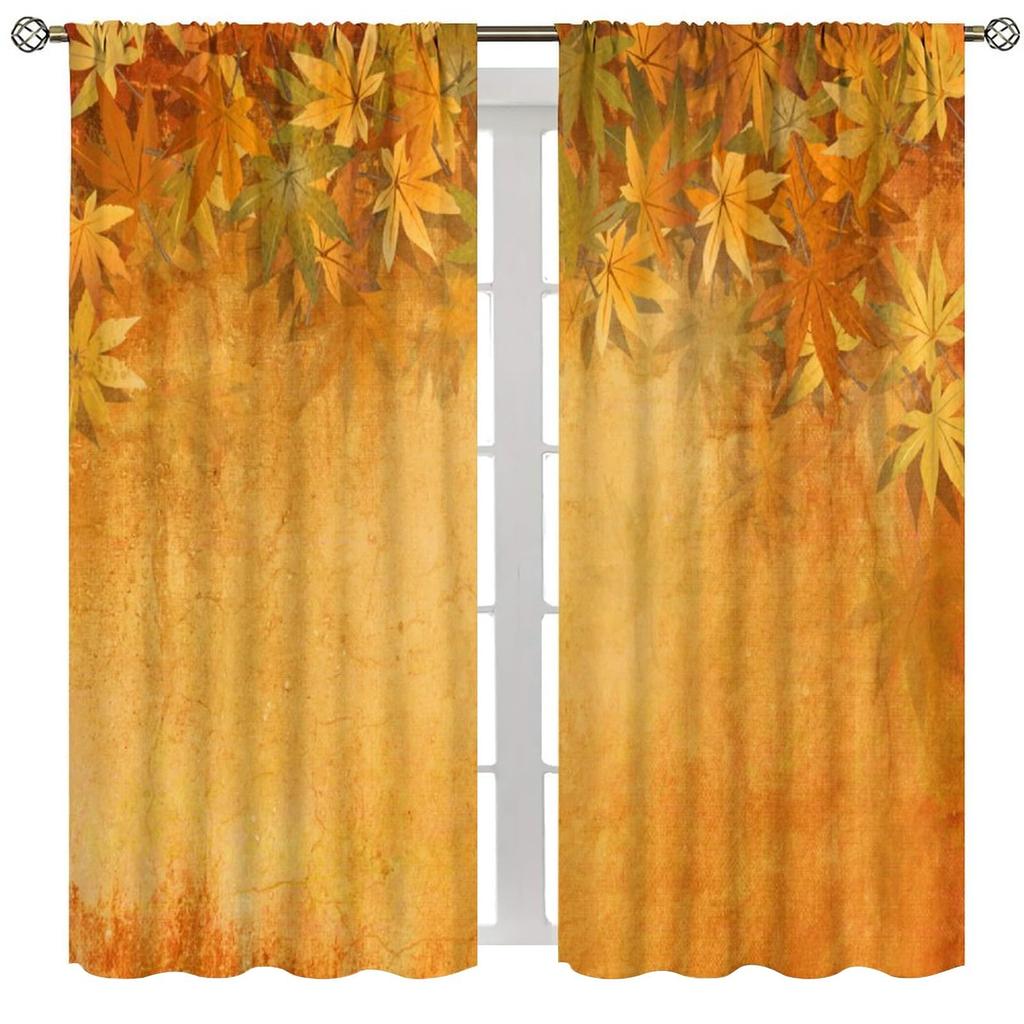Herbst Ahornblätter Vorhang Herbst Pflanze Natur Szenerie Aquarell Muster Gardinen Küche Schlafzimmer Wohnzimmer Fensterbehandlung Polyester Ideal Für Bereich