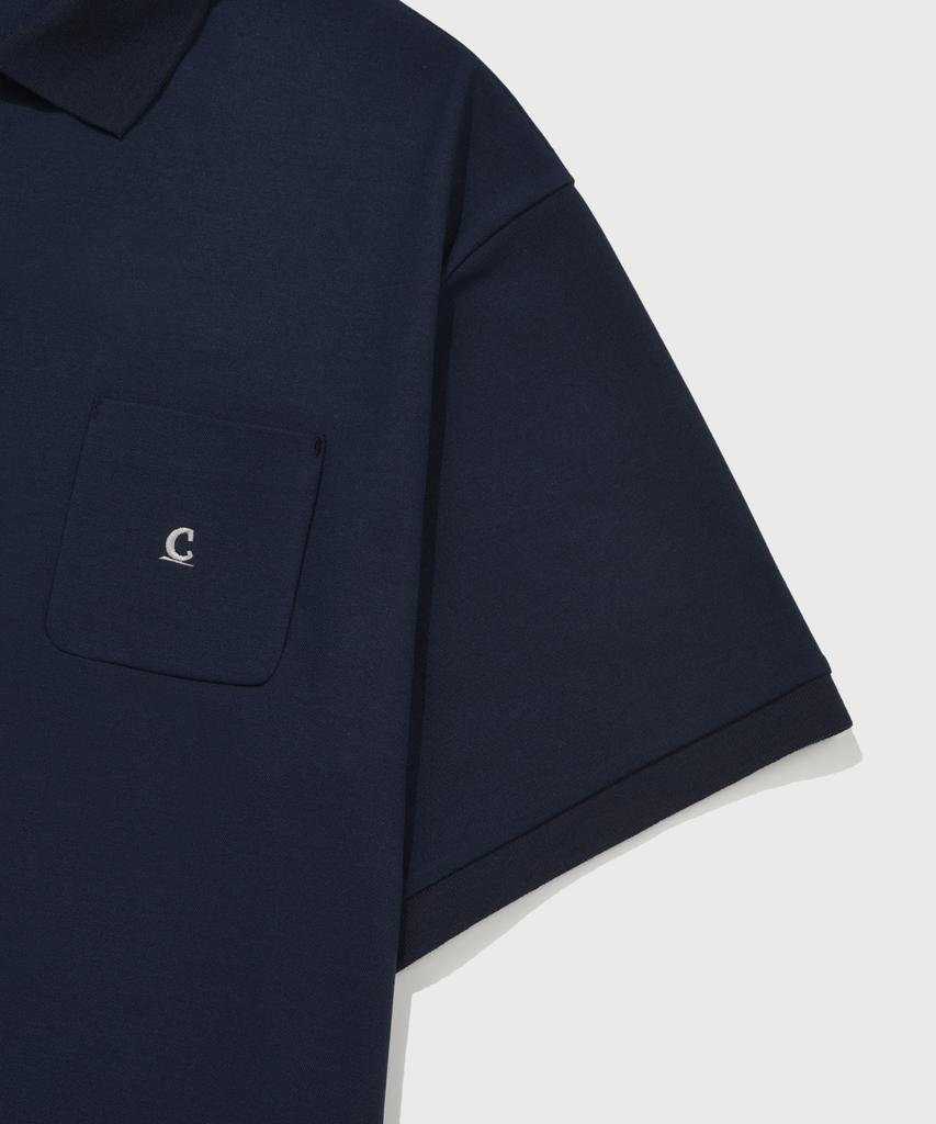 COVERNAT Signature Symbol Pocket Polo Shirt Navy