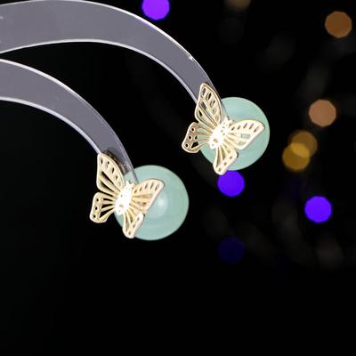 Ladies Light Luxury Design Sweet Temperament Elegant Fashion Earrings Niche Design Front and Back Two Butterfly Earrings