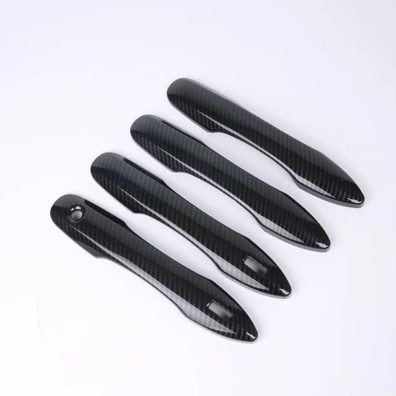 For Mazda 2 Hybrid Version 2024 ABS Chrome Carbon Fiber Black Door Handle Cover Decoration Sticker Trims Car Styling Accessories