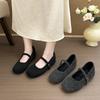 Retro Flat-bottomed Woolen Round Head One-word Buckle Single Shoes for Women's 2025 Autumn and Winter New Plush Flat-bottomed Mary Jane Mao Shoes