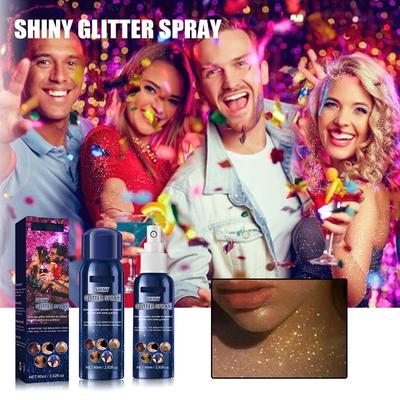 60ml Body Shiny Glitter Spray Flash Skin Brighten Powder Halloween Makeup Diamond Fluorescence Party Club Glitter
