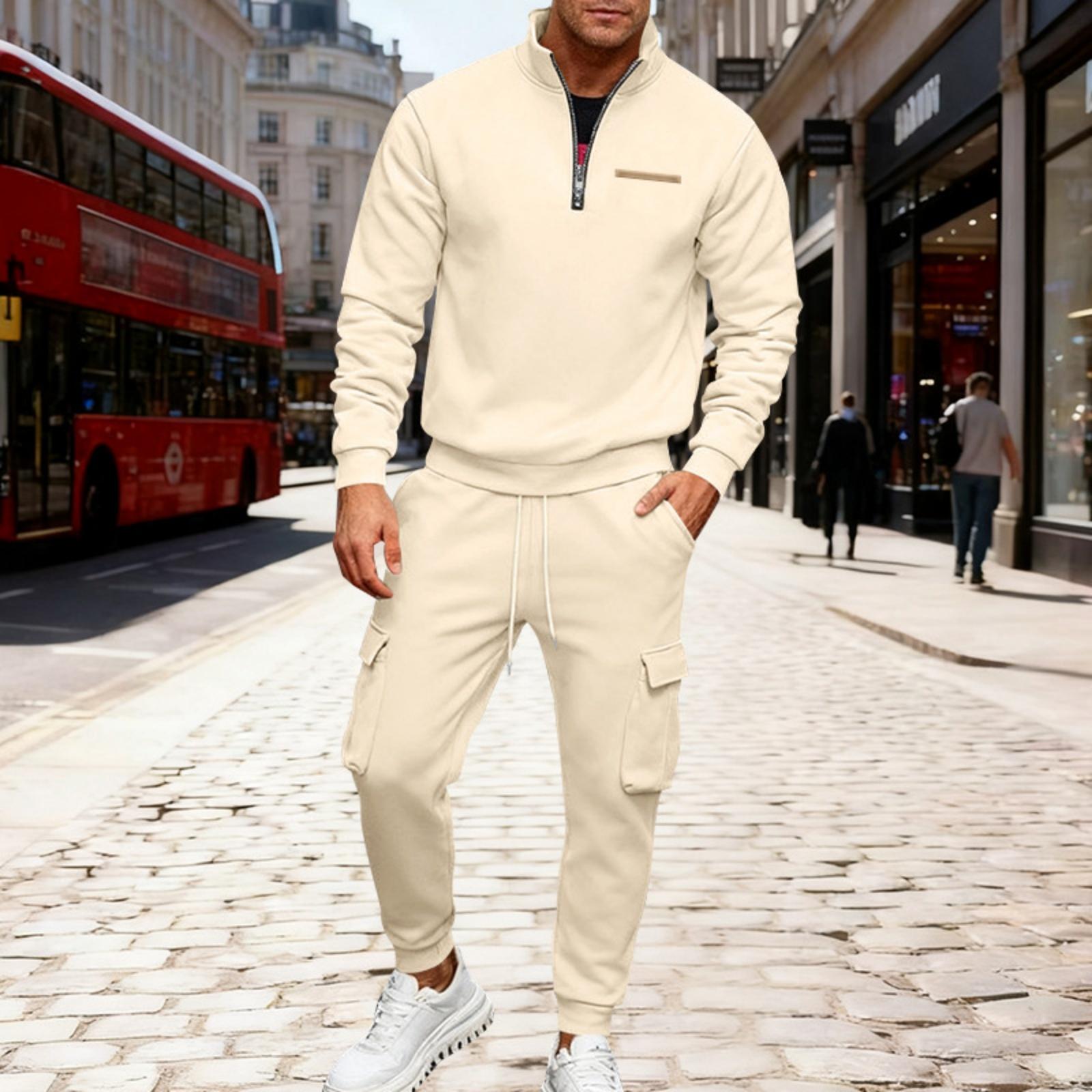 

Мужской зимний флисовый свитшот на молнии с несколькими карманами, комплект из 2 предметов, персонализированные спортивные штаны XXXL