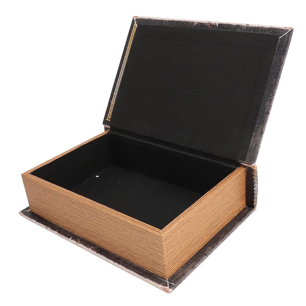 Decorative Book Box Wood Leather European Vintage Book Shape Storage Box Faux Antique Book Box for