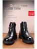 Men's Genuine Leather High Top Winter Boots - Warm Velvet-Lined Casual Martin Boots in British Style.