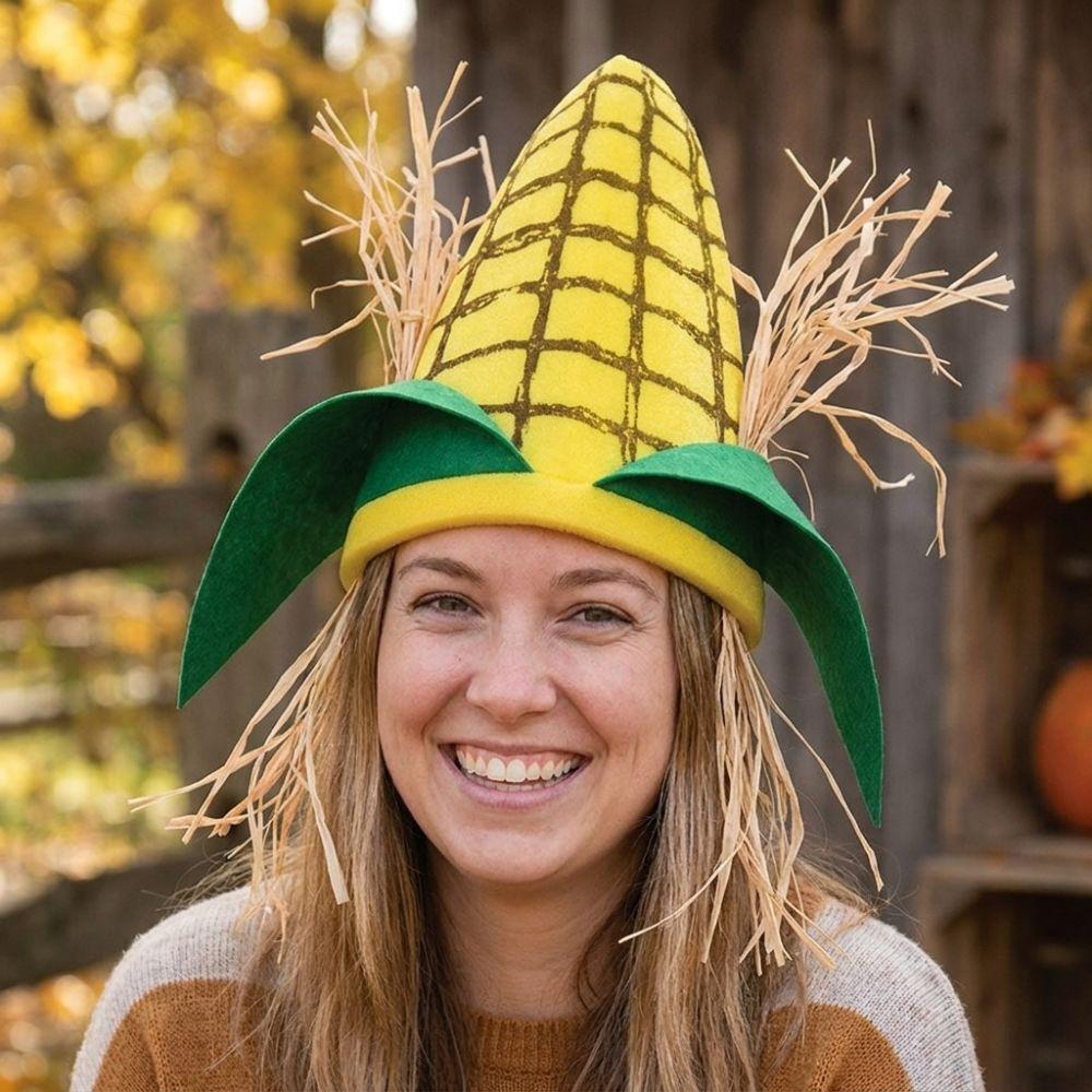 Breathable Lining Corn Shaped Funny Party Hat Soft Felt Quirky Cosplay Cap Festival Celebration