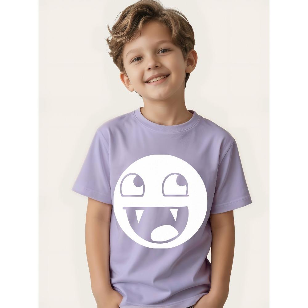 Children's Graphic T-shirt - Funny Print, Casual Round Neck T-shirt, Comfortable and Soft,