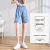 2026 Women's Plus Size Ice Silk Denim Shorts - Summer Thin, Loose Fit, Wide Leg, Tencel, Mid-Length