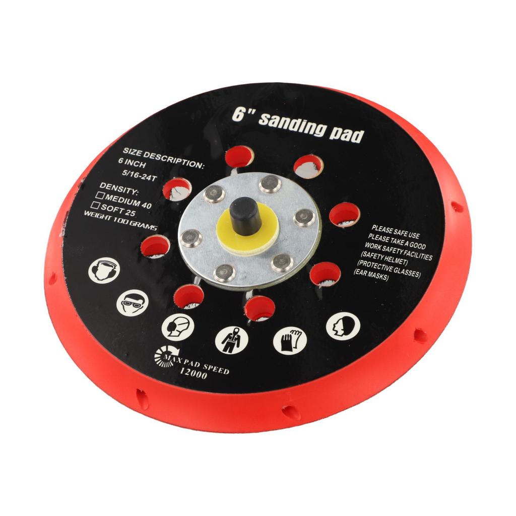 6 Inch 150mm Backing Pad with 17 Holes for Orbital Sanders Supporting High Speed Grinding and Sanding with Threaded Attachment