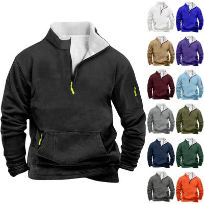Men's Zipper Pocket Half Zipper Sweatshirt Men's Sports Large Size Casual Sweatshirt