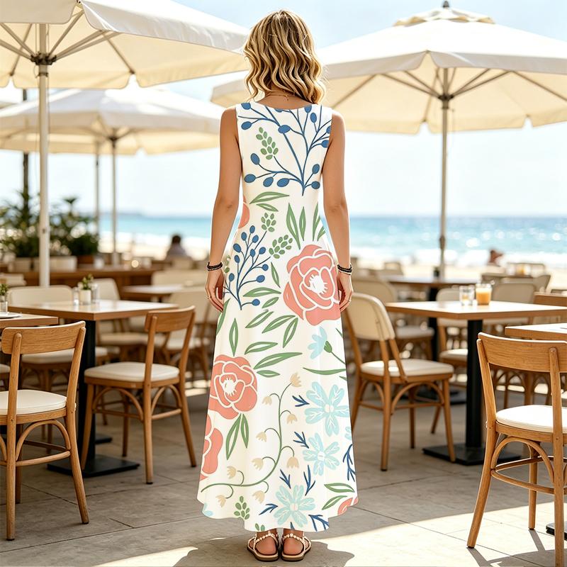 Women's Sleeveless Fresh Maxi Dress Comfy & Skin-friendly Versatile for Beach Daily Commute Vacation & Casual Occasions