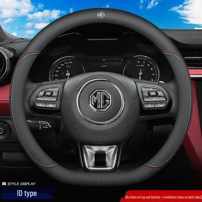 Genuine Leather Ultra-thin Breathable Anti-slip Steering Wheel Cover for All Seasons