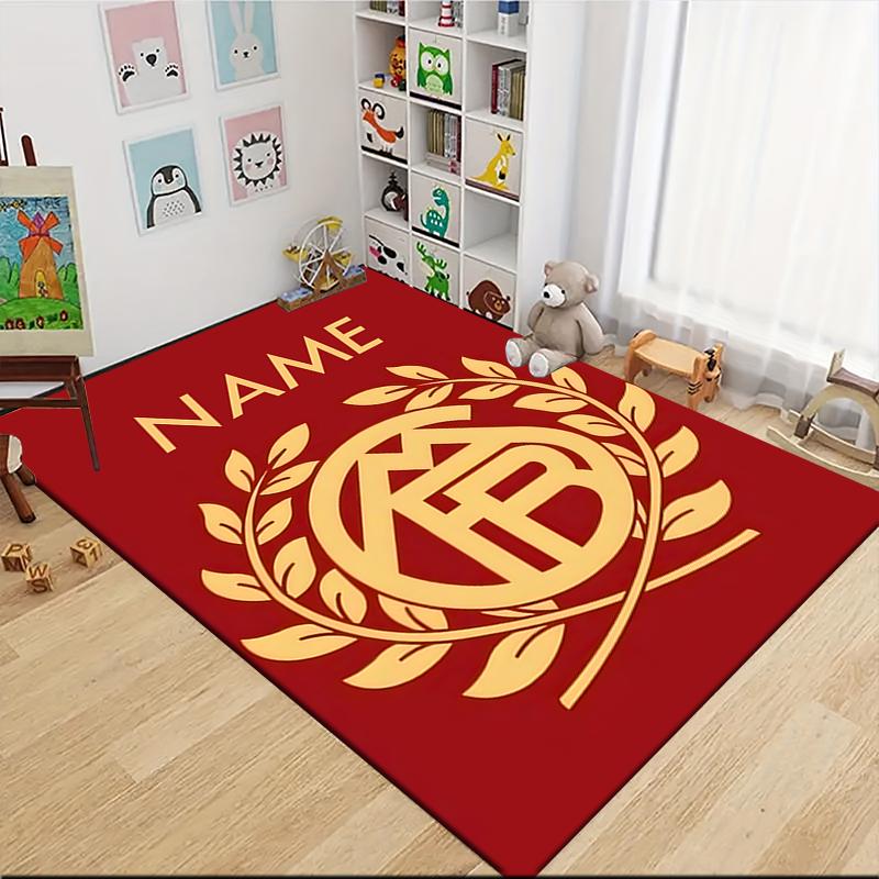 Custom Name Royal Soccer Team Crest Carpet Rug Customizable Soft Washable Anti-Slip Home Living Room Sofa Mats Personalized Rug. 0909209