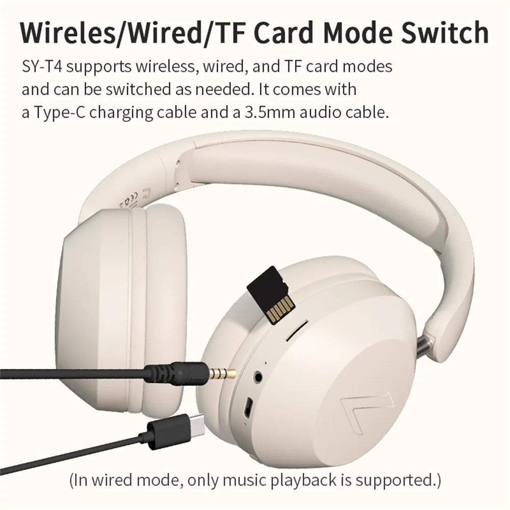 SY-T4 Wireless/Wired Over Ear Headphones Bluetooth Earphones with Microphone Deep Bass Stereo Sound Foldable Headset for Sports