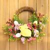 16'' Easter Door Wreath Hanging with Colorful Eggs Artificial Flower Garland for Garden Front
