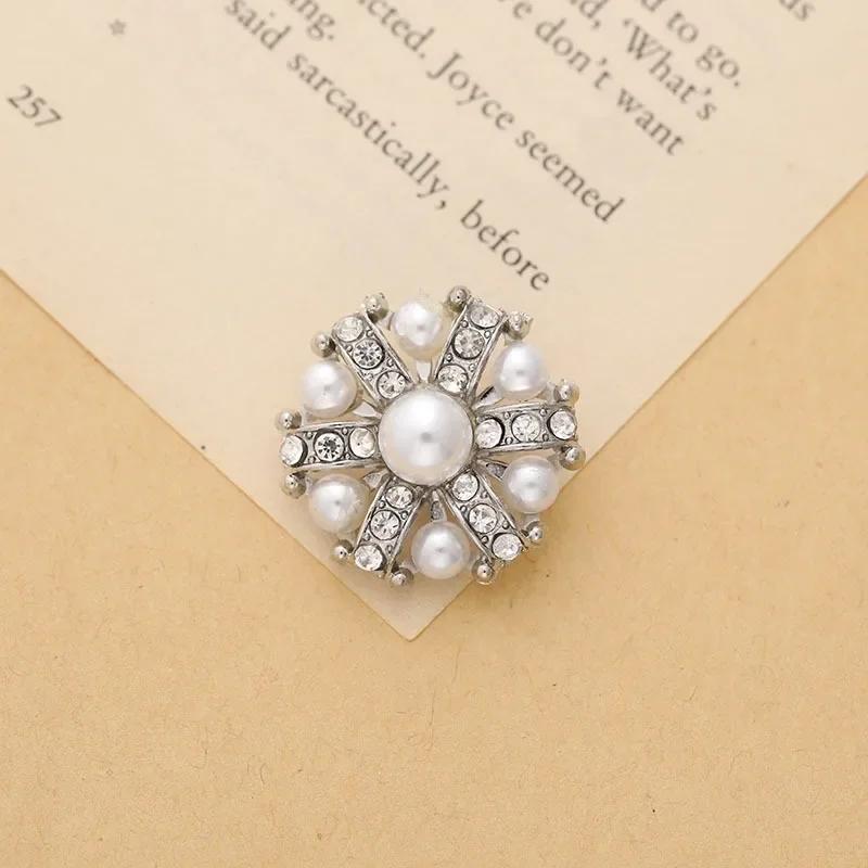 5 Stück Blumenperlen Metall Strasssteine Knöpfe mit Öse Für Hochzeitskleidung Kleid Dekoration