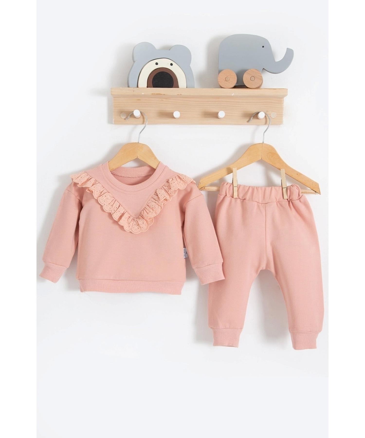 

Хлопковый комплект из 2 предметов с зубчатыми деталями для девочки