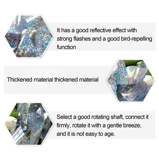 Yousheng Reflektierendes Vogelabwehr-Windrad Leichtgewichtige Vogelabwehr Windspiel Gartendekoration Outdoor Windmühlen-Ornament zum Schutz von Dächern