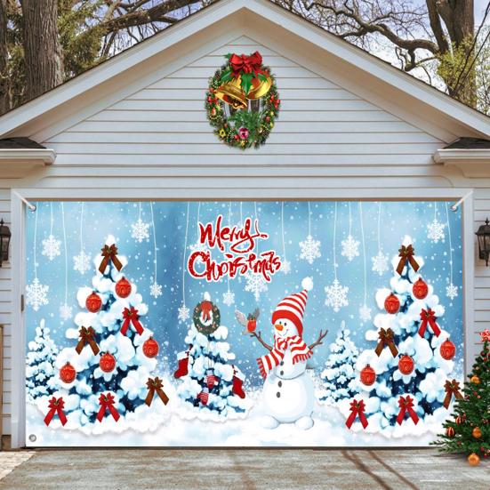 Christmas Garage Door Cover Large Christmas Banner Backdrop Decoration for Indoor Outdoor Garage Door Gate Party Wall Decor