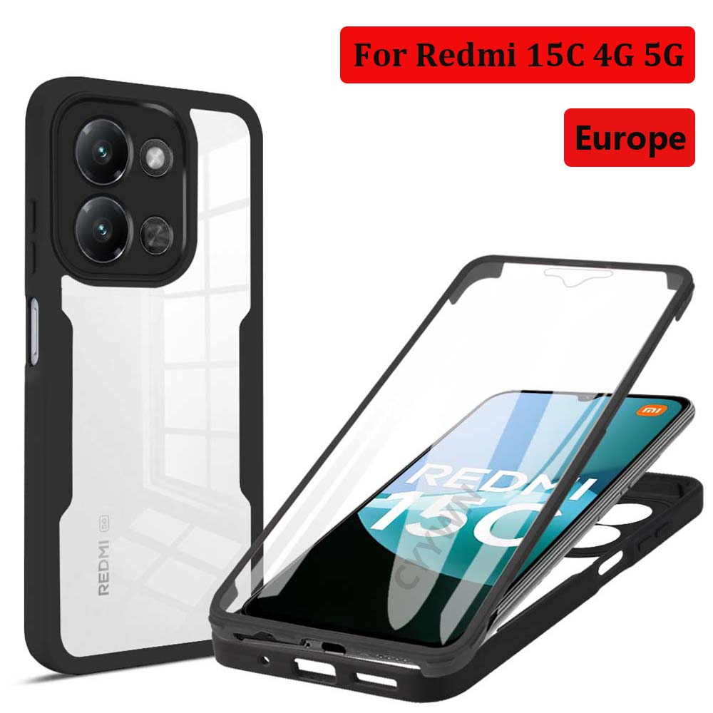 360 Full Body Screen Protector Transparent Case For Redmi 15C 4G 5G Europe 173mm Shockproof Phone Cover