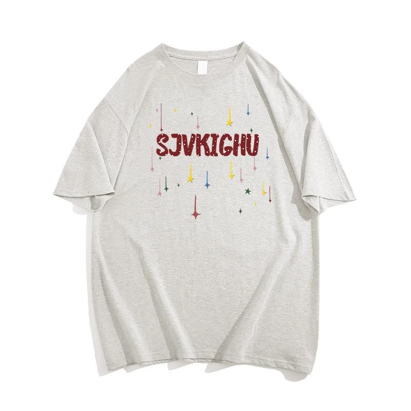 Women's College-Style Star Letter Cotton T-Shirt: Loose-Fit, Short-Sleeved, All-Match Summer Trend