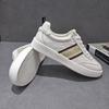 Cross-Border New Leather Printed Breathable Sports And Leisure Shoes Personalized Versatile Soft-Soled Forrest Gump Shoes Men'S Little White Shoes