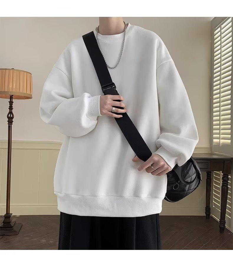 Autumn/Winter Plus Velvet Round Neck Hoodie - Men's/Women's Trendy Loose Fit Long Sleeve T-Shirt