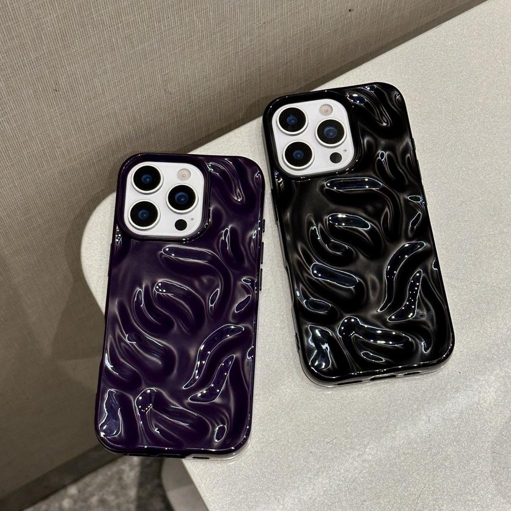 Three-dimensional Meteorite Pattern Solid Color Suitable for Apple 16promax Mobile Phone Case 15 All-inclusive 14 Soft 13 Simple 1211 Tide Xs