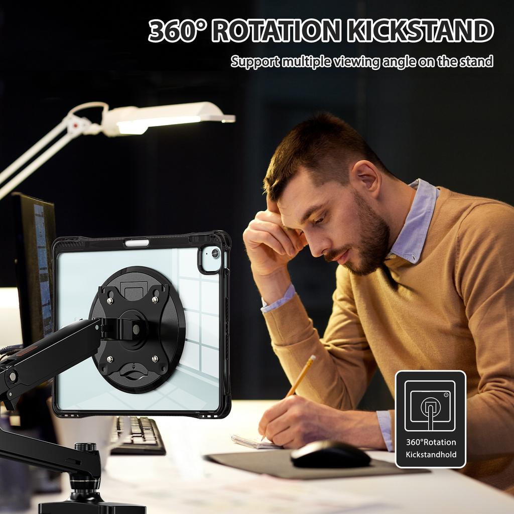 Clear Case for iPad Air 13 (2025)/(2024)/Pro 12.9 (2022)/(2021)/(2020)/(2018) PC+TPU+Acrylic Kickstand Cover