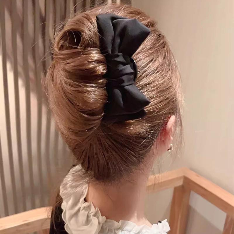 Women'S Bow U-Shaped Hair Clip Suitable For Girl Daily Wear Accessory Elegant Black Boutique Hairpin Hair Accessory
