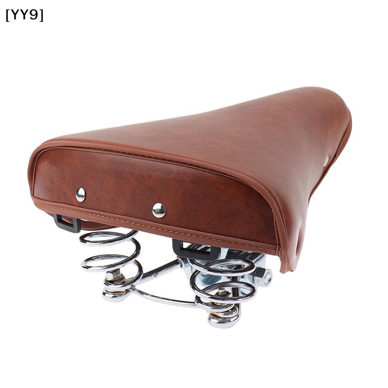 Vintage Retro Bicycle PU Leather  Seat, Comfortable Spring Bike Seat for Classic Bike[YY9]