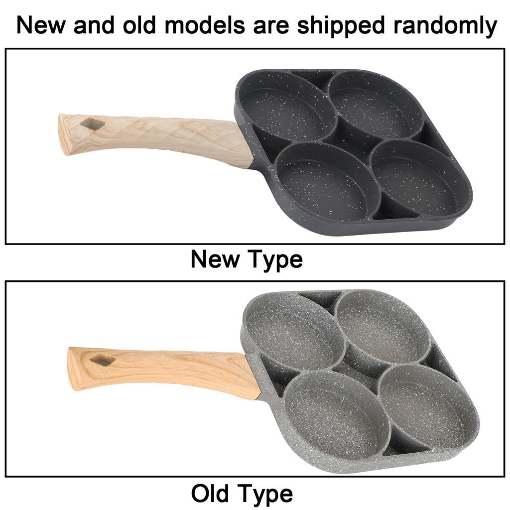 4‑Hole Egg Frying Pot Pancake Pan with Wood Handle for Induction Cooker Kitchen Accessory