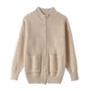 Heavyweight Stand Collar Wool Cardigan - Versatile Casual Solid Color for Autumn/Winter