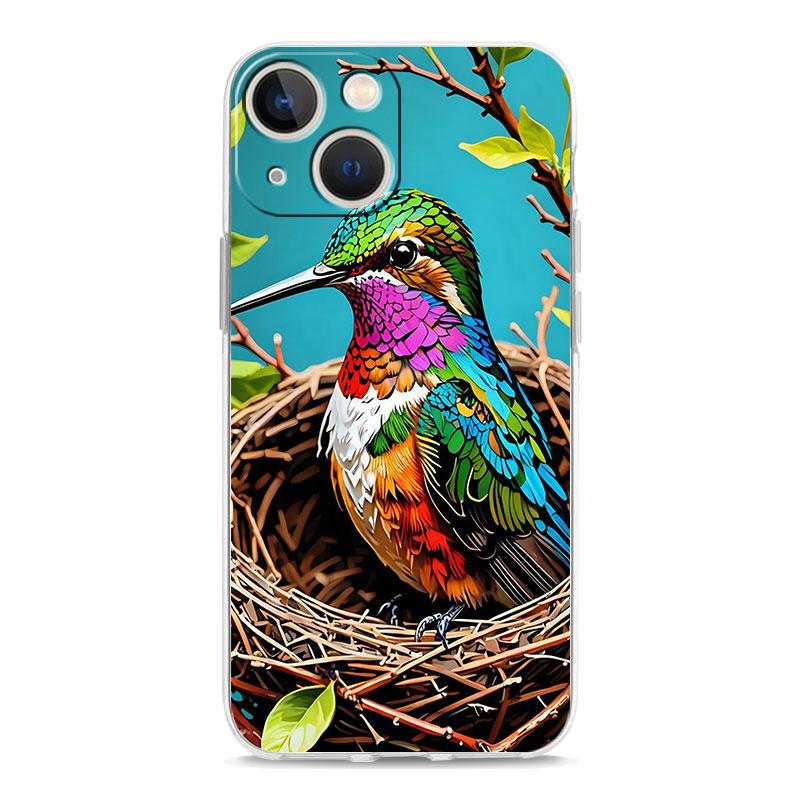 Phone Case For iPhone 16 Cases iPhone 15 12 13 14 16 Pro Max X XR XS Max 15 Plus 16Pro iPhone11 Clear Soft Cover Hummingbird
