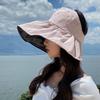Sunscreen visor hat women's summer vinyl empty top sun hat light big brim face covering foldable bucket hat
