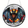 Catcher dei sogni rotondo in acrilico retrò 2D per Halloween - motivo pipistrello/corvo/gatto nero decorazione per finestra, decorazione per la casa horror da interni ed esterni