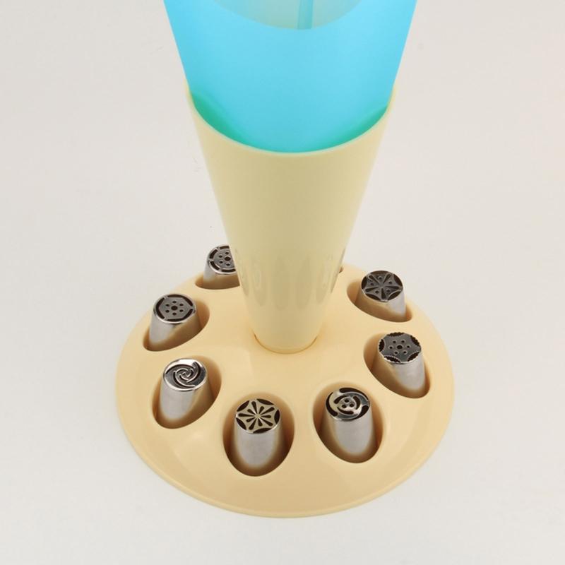 Flower Mouth Implantation Frame with 8 Slots Pastry Tip Bag Placement Stand Cream Piping Bag Storage Rack