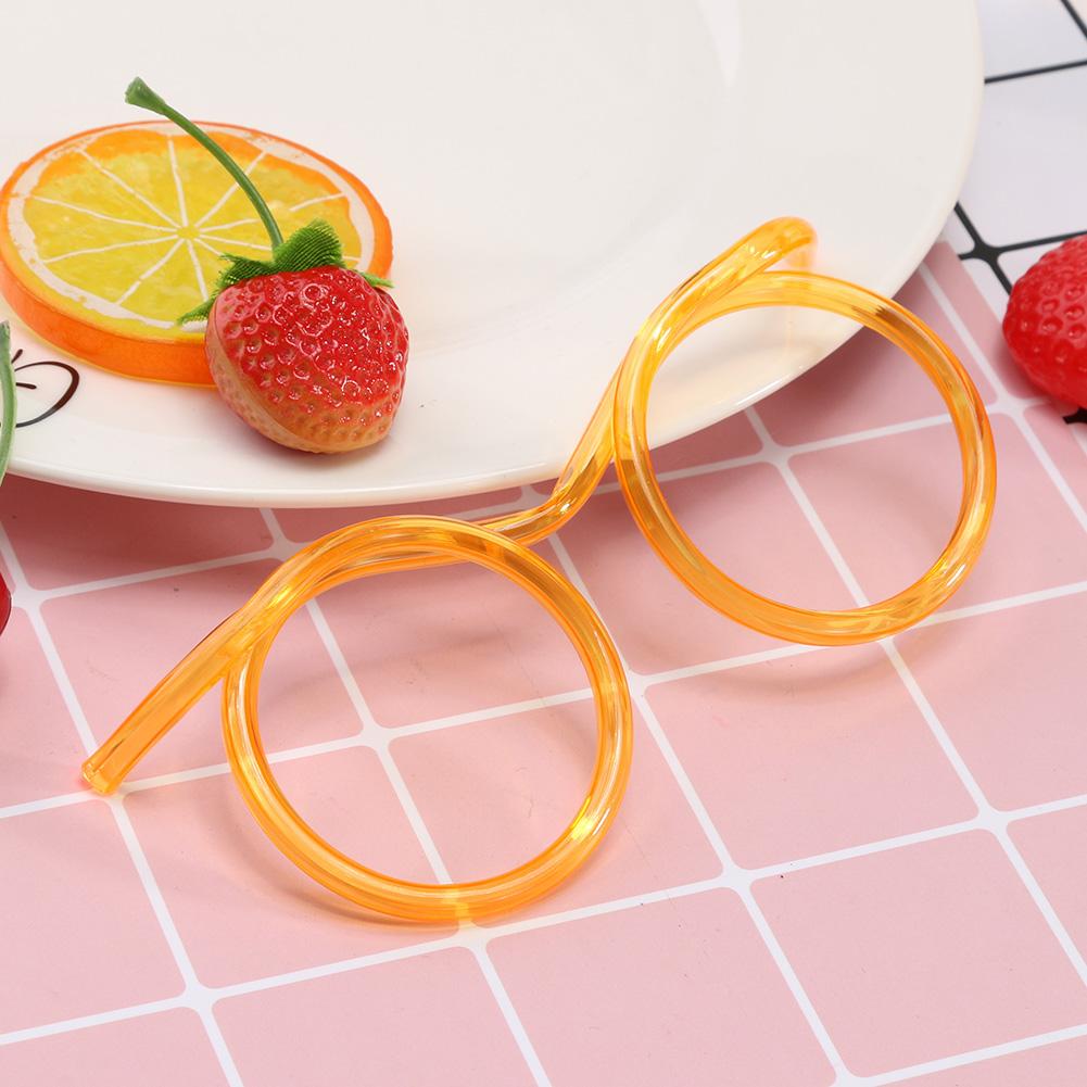 Silly Straw Glasses Fun Loop Drinking Straw Eye Glasses for Kids Party (Orange)