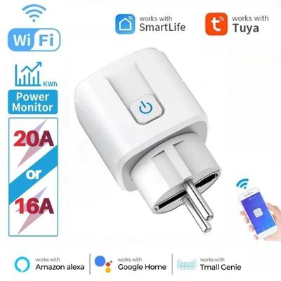 Presa intelligente UE 16A 20A Presa intelligente WiFi Funzione di monitoraggio delle prese temporizzazione Controllo vocale Funziona con l'APP Tuya Alexa Google Home