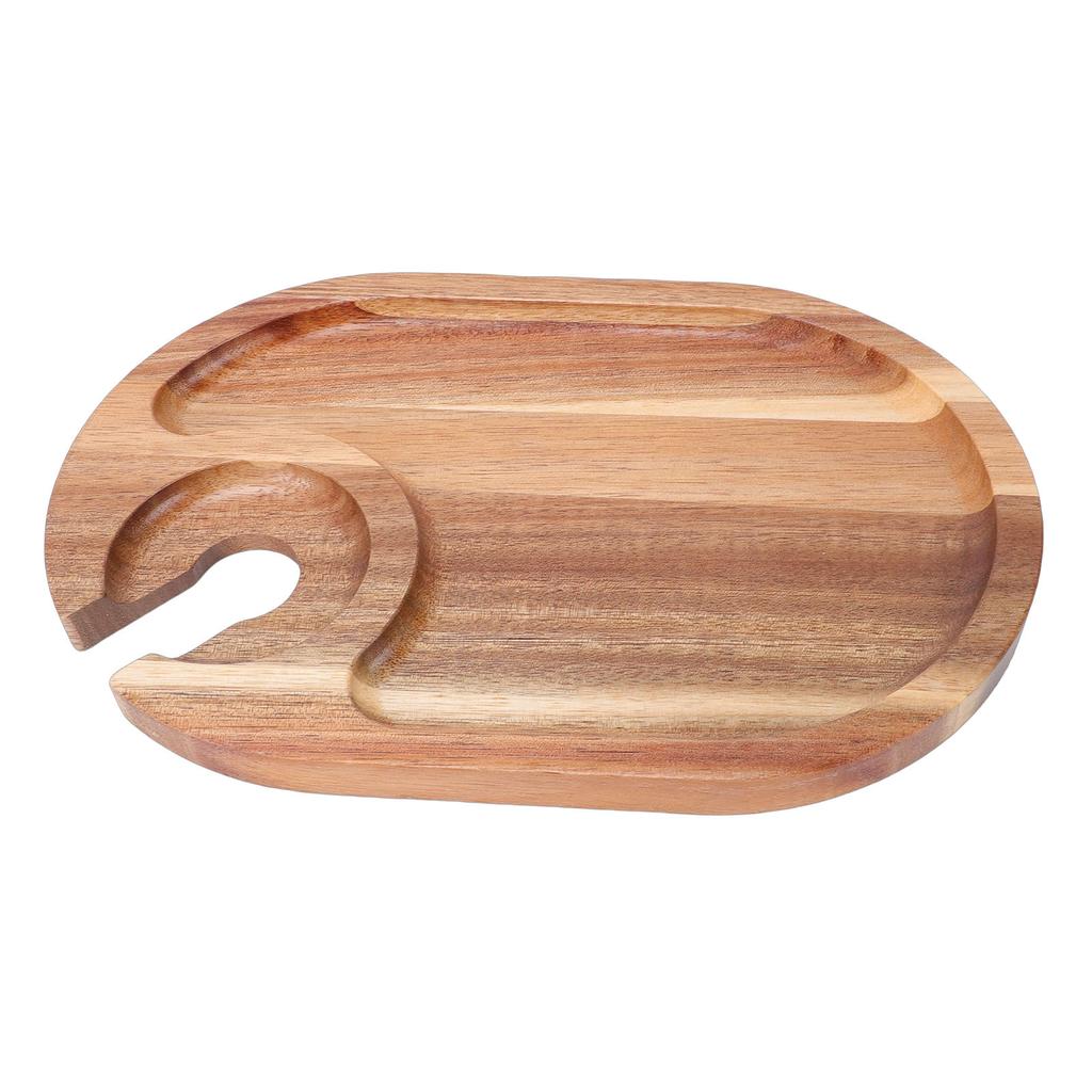 Wine Appetizer Plate Cheese Board Wooden Steak Plate with Wine Glass Holder for Party Gathering