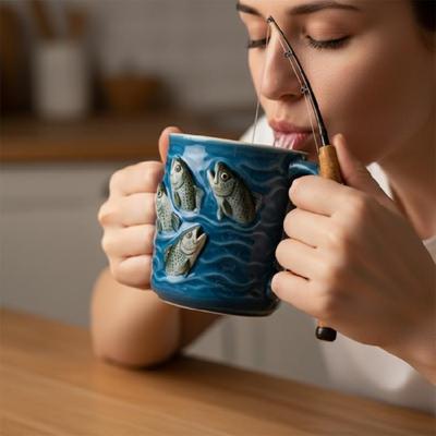 Kubek Wędkarski Kubek do Kawy Wędkarski Kubek do Kawy Podróżny Naczynia Kubek do Kawy Unikalny Prezent dla Wędkarskich Fanów dla Kobiet Mężczyzn