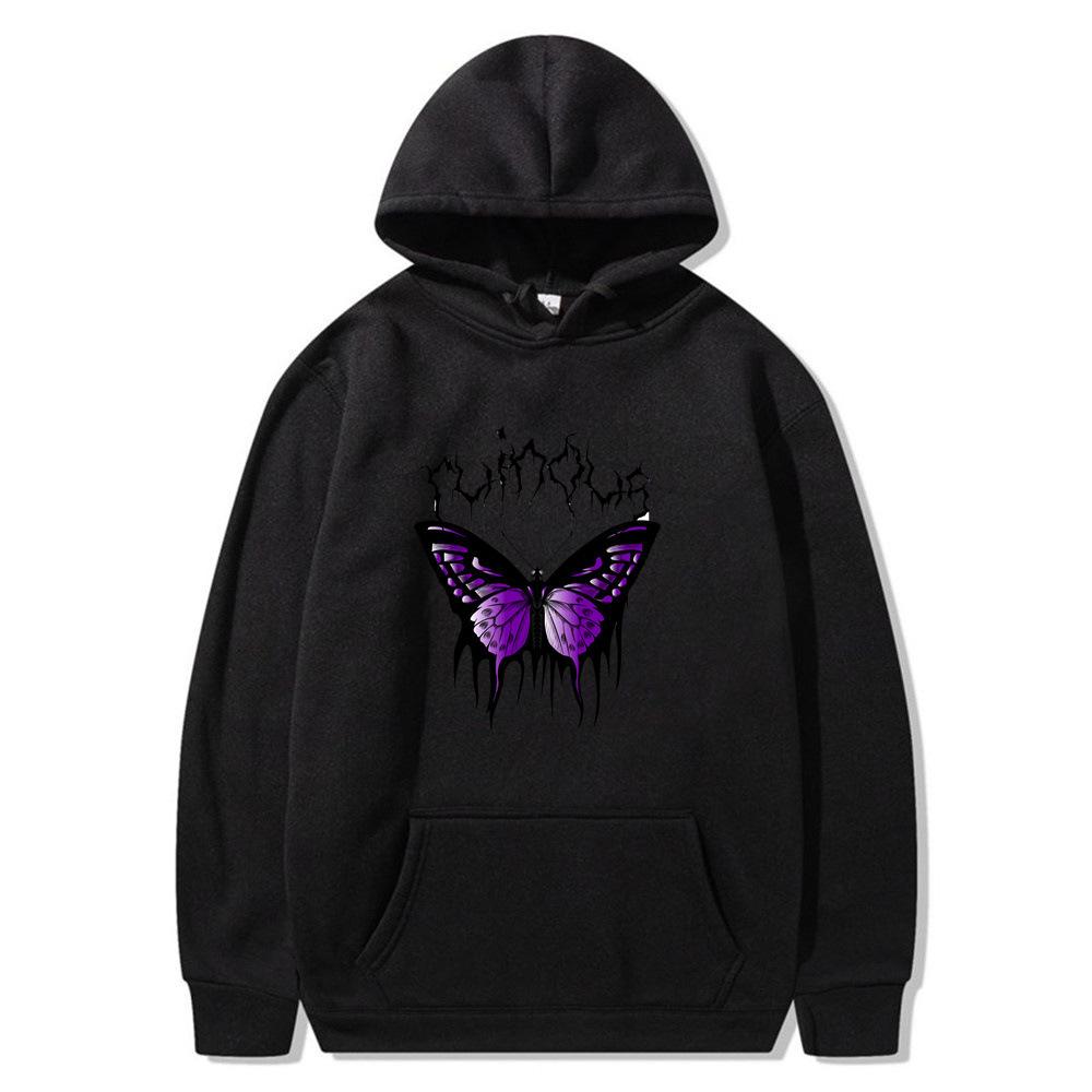 2025 Creative Butterfly Sweater Autumn and Winter Simple Long Sleeve Hooded Men's and Women's Couples Hoodie