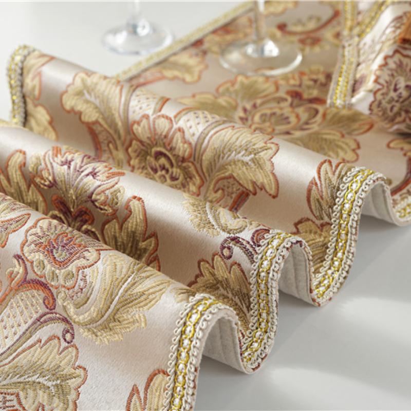 Tischläufer mit großen Mustern, chinesische blaue Tischfahne, Teetisch-Close-Tv-Schrank-Abdeckungstuch mit Quasten