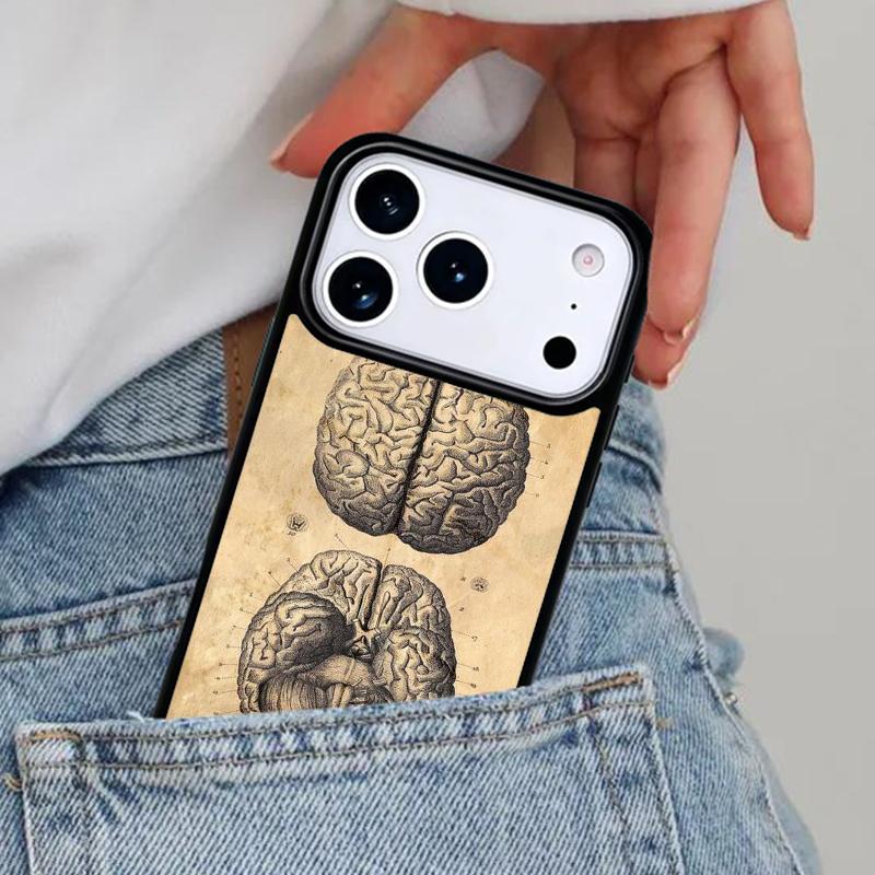 Human Organs Brain Phone Case for iPhone 16e 15 14 13 12 17 Pro Max Plus Air 17pro Cover Coque