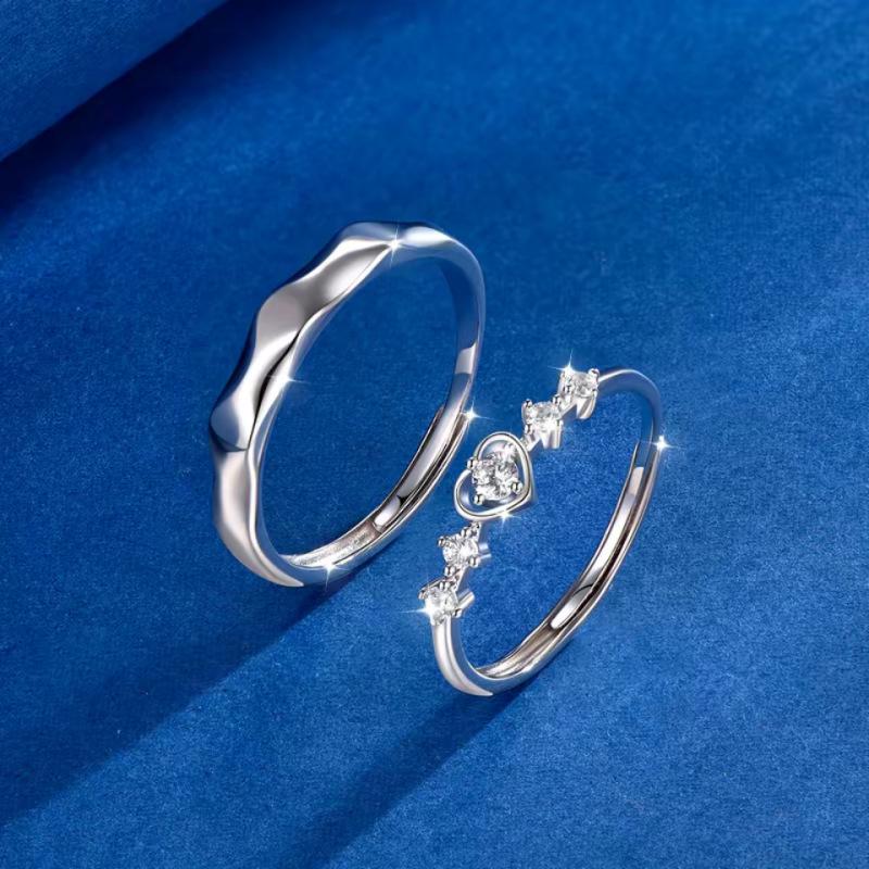 Sparkling Wish Adjustable Luxury Couple Rings - Sweetheart Full Diamond Design Men s Ring