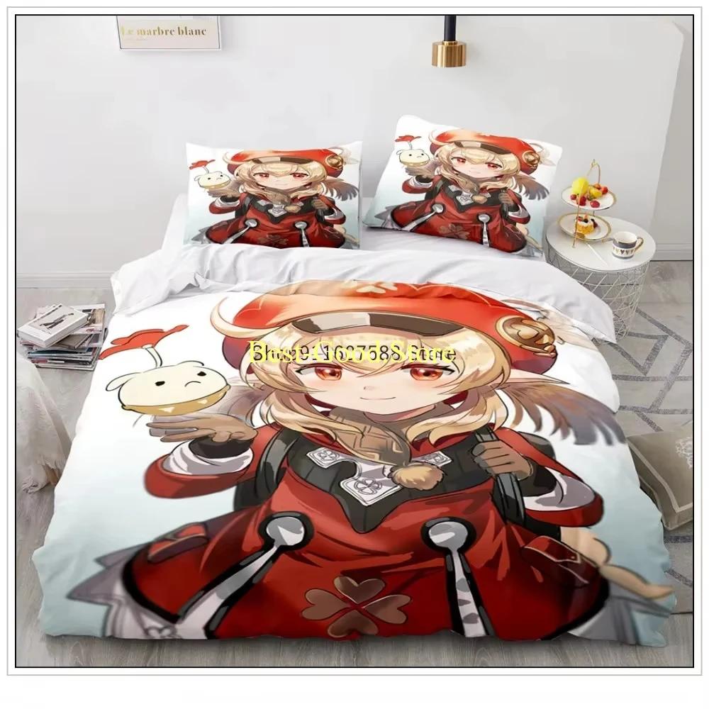 Game Genshin Impact Klee Cosplay Duvet Cover Anime Cartoon Bedding Set Diona Coplay Bed Set Quilt Comforter Covers Home Textiles